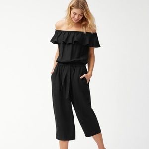 NEW TOMMY BAHAMA BLACK LINEN BLEND CROPPED JUMPSUIT XS